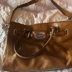 Michael Kors Brown Leather Shoulder Bag with Metal Detail